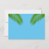 Navy Tropical Palm Leaf Blue Summer Beach Hochzeit RSVP Karte (Rückseite)