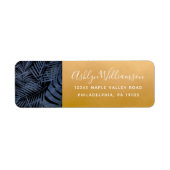 Navy tropical palm leaf modern script gold address (Vorne)