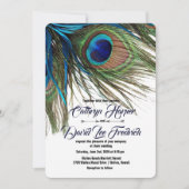 Navy Türkise Peacock Feather Boho Wedding Einladun Einladung (Vorderseite)
