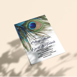 Navy Türkise Peacock Feather Boho Wedding Einladun Einladung