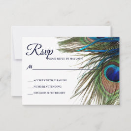 Navy Türkise Peacock Feather Boho Wedding RSVP