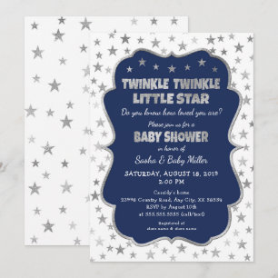 Navy Twinkle Little Star Baby Shower Einladungen