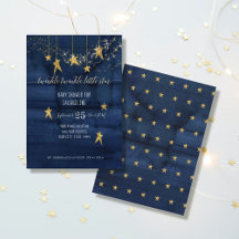 Navy Twinkle Little Star Gold Boy Baby Dusche