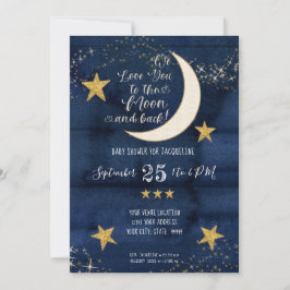 Navy Twinkle Little Star Moon Liebe Kinderdusche Einladung