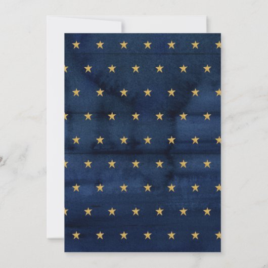 Navy Twinkle Little Star Moon Liebe Kinderdusche Einladung (Rückseite)