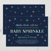 Navy Twinkle Twinkle Little Star Boy Baby Sprinkle Einladung (Vorne/Hinten)