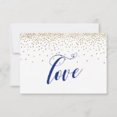 Navy UAWG Calligraphy with Hearts, Gold Confetti, RSVP Karte (Rückseite)