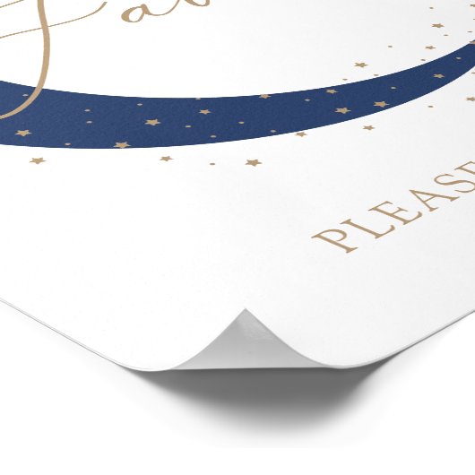 Navy über dem Mond Baby Duwer Favorit Schild (Ecke)