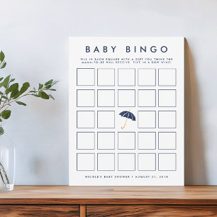 Navy Umbrella   Baby Shooter Bingo Game Card