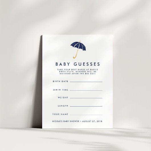 Navy Umbrella Baby Shooting Game Einladung