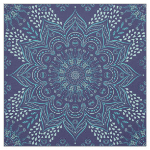 Navy und aquamarine Mandala-Muster Stoff