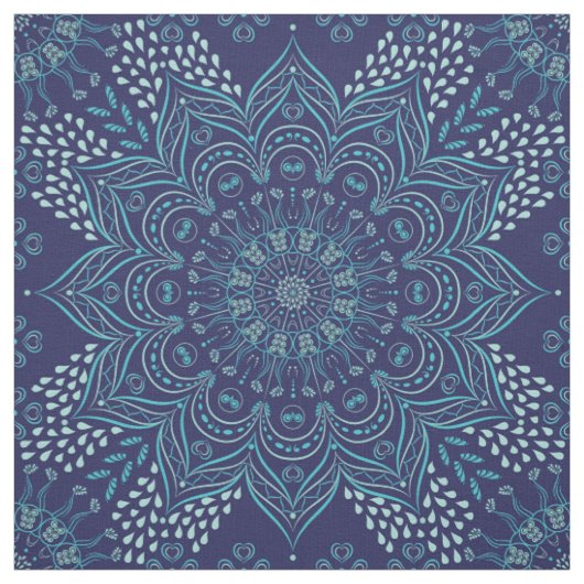 Navy und aquamarine Mandala-Muster Stoff (Muster)