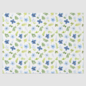 Navy und Baby Blue Blume mit Foliage Muster Seidenpapier (Vorderseite)