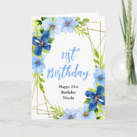 Navy- und Babyblaues florales Geburtstagsmotiv