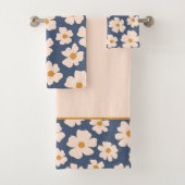 Navy und Beige Blumen Badhandtuch Set (Insitu)