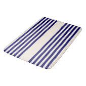 Navy und Beige fünf Streifen Muster Badematte (Schrägansicht)