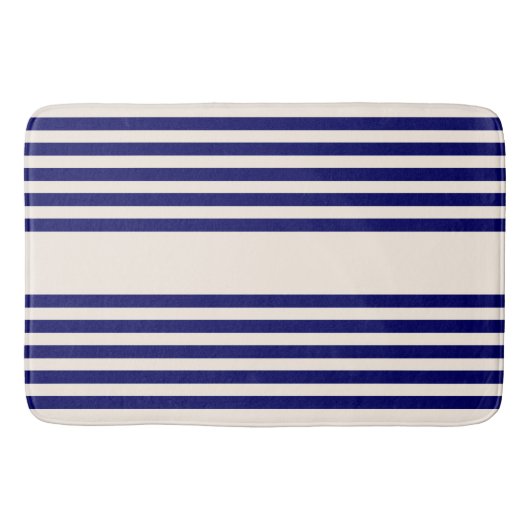 Navy und Beige fünf Streifen Muster Badematte (Vorderseite)