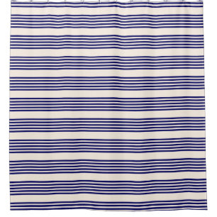 Navy und Beige fünf Streifen Muster Duschvorhang