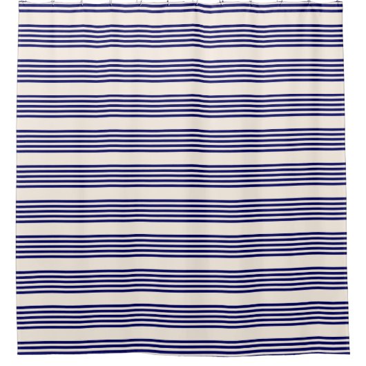 Navy und Beige fünf Streifen Muster Duschvorhang (Vorderseite)