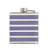 Navy und Beige fünf Streifen Muster Flachmann (Rückseite)