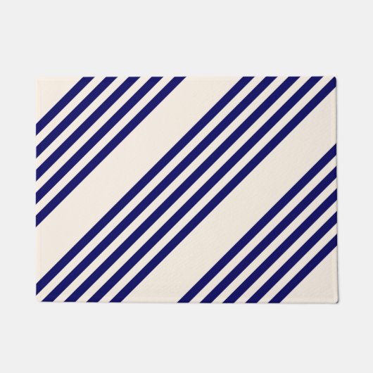 Navy und Beige fünf Streifen Muster Fußmatte (Vorderseite)