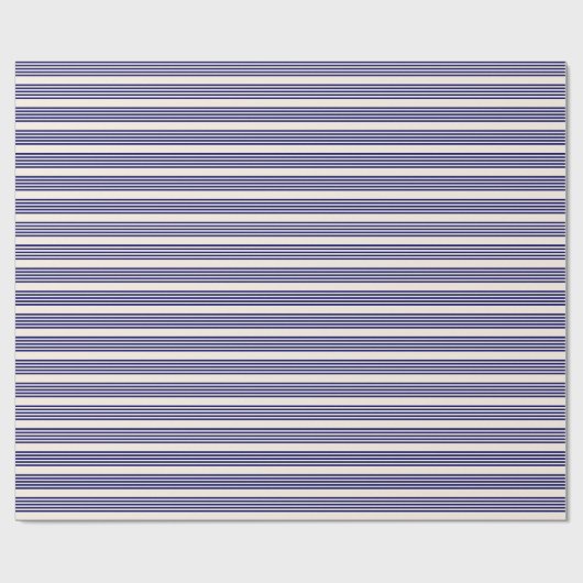Navy und Beige fünf Streifen Muster Geschenkpapier (Flach)