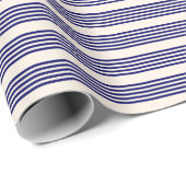 Navy und Beige fünf Streifen Muster Geschenkpapier (Rolleneckpunkt)