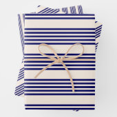 Navy und Beige fünf Streifen Muster Geschenkpapier Set (Beispiel)