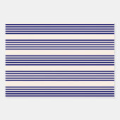 Navy und Beige fünf Streifen Muster Geschenkpapier Set (Vorderseite)