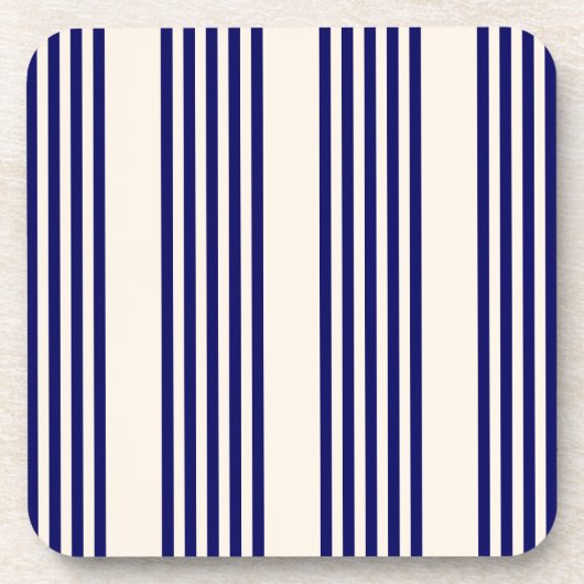 Navy und Beige fünf Streifen Muster Getränkeuntersetzer (Vorderseite)