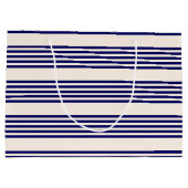 Navy und Beige fünf Streifen Muster Große Geschenktüte (Rückseite)