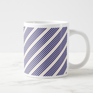 Navy und Beige fünf Streifen Muster Jumbo-Tasse
