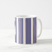 Navy und Beige fünf Streifen Muster Kaffeetasse (VorderseiteRechts)