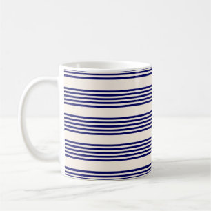 Navy und Beige fünf Streifen Muster Kaffeetasse