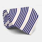 Navy und Beige fünf Streifen Muster Krawatte (Gerollt)