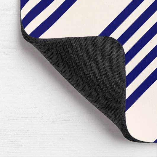 Navy und Beige fünf Streifen Muster Mousepad (Ecke)