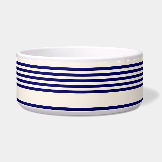 Navy und Beige fünf Streifen Muster Napf (Vorderseite)