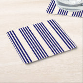 Navy und Beige fünf Streifen Muster Rechteckiger Pappuntersetzer (angewinkelt)