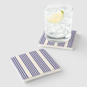 Navy und Beige fünf Streifen Muster Steinuntersetzer (Seitenansicht)