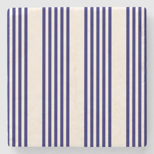 Navy und Beige fünf Streifen Muster Steinuntersetzer (Vorderseite)