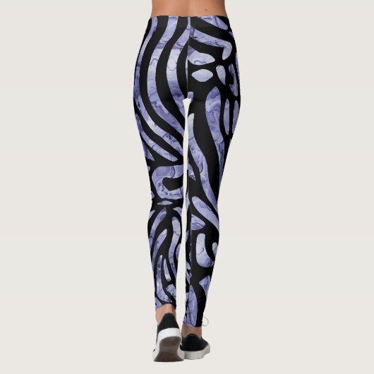 Navy und Black Zebra Stripes Leggings (Rückseite)