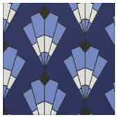 Navy und Blassblau Art Deco Muster Stoff (Nahaufnahme)