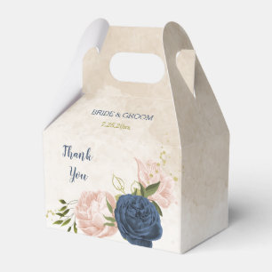 Navy- und blassrosa Blumen Grüne Hochzeit Geschenkschachtel