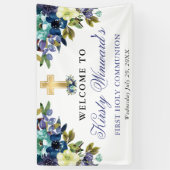 Navy und Blumen 1. Heilige Kommune Banner (Vertikal)