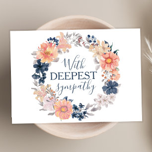Navy und Blush Blumenkranz mit tiefstem Beileid Karte