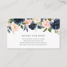 Navy und Blush Floral Books für Babysteckkarten Begleitkarte