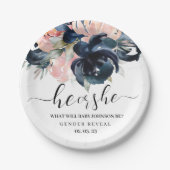 Navy und Blush Gender zeigen Teller auf Papier. P (Vorderseite)