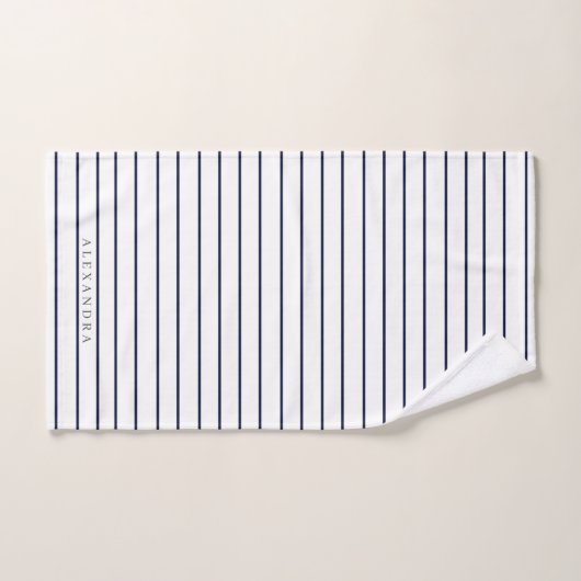 Navy und Blush | Name und Monogramm Badhandtuch Set (Handtuch)