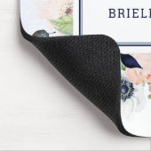 Navy und Blush | Name und Monogramm Mousepad (Ecke)