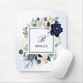 Navy und Blush | Name und Monogramm Mousepad (Mit Mouse)